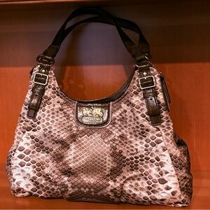 Coach Tan and Brown Snakeskin Shoulder Bag